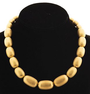 Milor 14K Yellow Gold Satin Oval Bead Necklace
