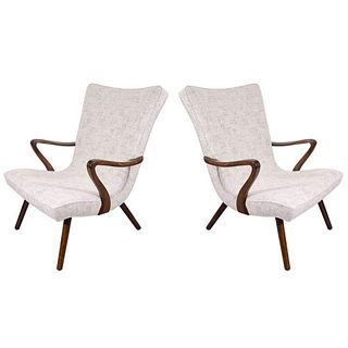 Scandinavian Modern Chairs w High Wing Backs, Pr