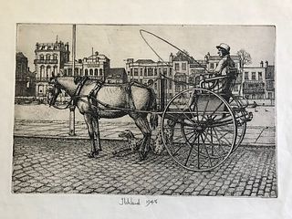 T.W.Ward, Hammersmith Turnout, etching, British, 20th C