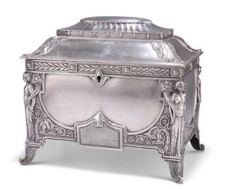 A GERMAN NEO-CLASSICAL REVIVAL SILVER-PLATED CASKET,?by?Wurttembergische Me