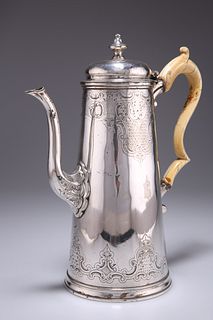 A VICTORIAN ELECTRO-PLATED COFFEE POT, by Elkington & Co, 1861, tapering cy