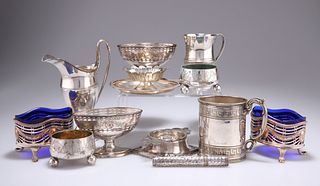A COLLECTION OF PLATED WARES, including an Old Sheffield Plate cream jug, a