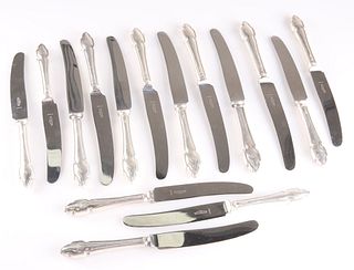 A SET OF ELIZABETH II SILVER-HANDLED KNIVES, by?Cooper Brothers & Sons Ltd,