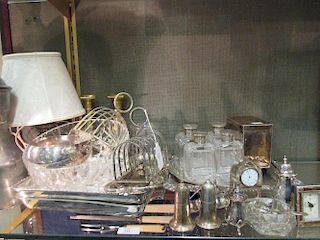 A quantity of various silver plate, including a set of four 19th century perfume bottles etc <br> <b
