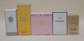 A collection of scent bottles and boxes for Chanel, Christian Dior, Bulgari etc <br> <br>
