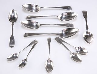 ASSORTED SILVER SPOONS, Georgian and later, Old English pattern and Fiddle 
