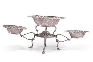 AN EDWARDIAN SILVER EPERGNE, by Alexander Clark Manufacturing Co., Sheffiel