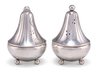 A PAIR OF DANISH SILVER SALT AND PEPPERS, by Harald Nielsen for Georg Jense
