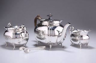 A VICTORIAN SILVER THREE-PIECE TEA SERVICE,?by Atkin Brothers, Sheffield 18