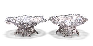 A PAIR OF LATE VICTORIAN SILVER PIERCED BON BON DISHES,?by?William Comyns &