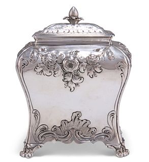 AN EARLY GEORGE III SILVER TEA CADDY, by Peter Gillois, London 1760,?of bom