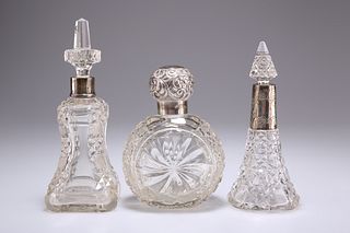 A VICTORIAN SILVER-TOPPED CUT-GLASS SCENT BOTTLE,?by?Charles May, Birmingha