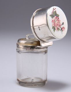 AN EDWARDIAN SILVER AND ENAMEL SCENT BOTTLE,?by?Cohen & Charles, Chester 19
