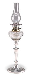 A GEORGE V SILVER CANDLESTICK LAMP,?by Hawksworth, Eyre & Co Ltd, Sheffield