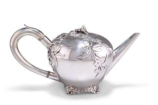 A GEORGE IV CHINOISERIE SILVER TEAPOT, by?William Bennett, London 1820, bul