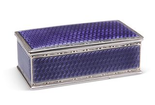 A RARE GEORGE V SILVER AND ENAMEL STAMP BOX,?by?Liberty & Co Ltd, Birmingha
