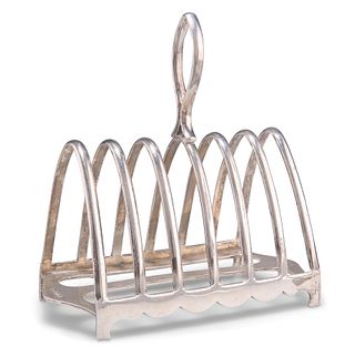 A GEORGE V SILVER TOAST RACK,?by?Walker & Hall, Sheffield 1935, of seven ba