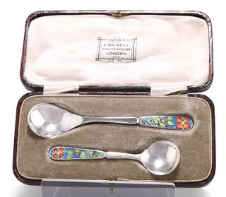 A SET OF TWO?GEORGE V SILVER CONDIMENT SPOONS,?by Bernard Instone, Birmingh