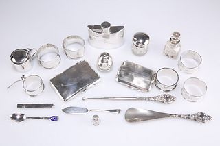 A QUANTITY OF ASSORTED SILVER, to include A GEORGE V SILVER AIDE MEMOIRE, b