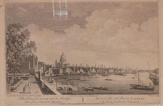 After Canaletto, View of London Bridge, engraving <br> <br>