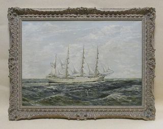 English School (20th Century) - Sailing Ship at sea, oil on canvas, 50 x 70 cm; Sailing ship in chop