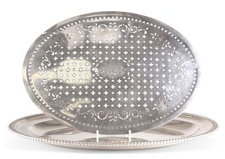 A SUBSTANTIAL GEORGE III SILVER MEAT DISH AND MAZARINE, by Paul Storr, Lond