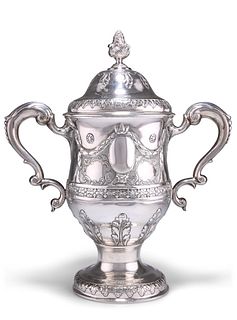 A GEORGE III IRISH SILVER TWIN-HANDLED CUP AND COVER, by Richard Williams, 