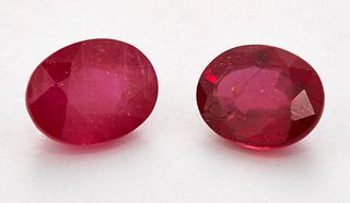 TWO OVAL MIXED-CUT RUBIES,?1.40ct and 1.77ct. (2) Measure 7.79mm by 6.12mm 