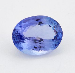 AN OVAL MIXED-CUT TANZANITE, 4.33ct. Measures 11.14mm by 8.55mm by 5.80mm a