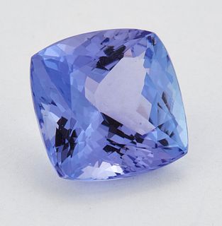 A CUSHION MIXED-CUT TANZANITE,?4.33ct. Measures 9.85mm by 9.84mm by 6.01mm?