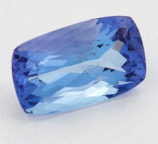 A CUSHION MIXED-CUT TANZANITE,?3.04ct. Measures 11.03mm by 6.50mm by 5.17mm