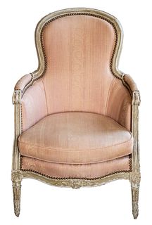 Louis XVI Grey Painted Bergere Armchair