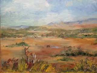 Audrey Rothwell, Tsavo National Park, oil on canvas 40cm x 50cm <br> <br>