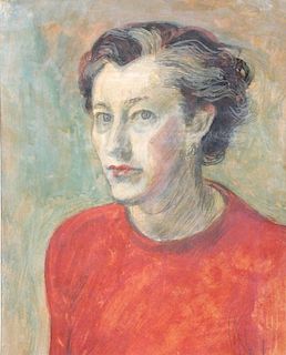 § Monica Rawlins (Welsh, 1903-1990) Self-portrait of the artist pencil and bodycolour in a distresse