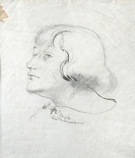 § Leon Underwood (British, 1890-1975) Head study of a young woman, possibly Monica Rawlins signed lo