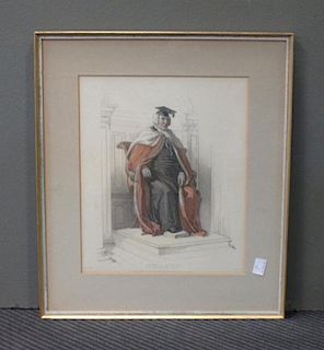 A collection of Academic coloured engravings including Ackermann's College Gowns, framed and loose,