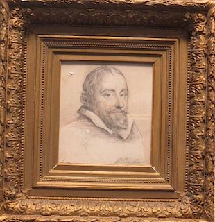 P Corregini (Italian, 18th Century) Portrait of a bearded gentleman in a white ruff signed lower rig