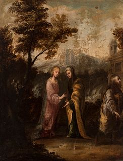 Andalusian school; late 17th century. 
"Virgin's visitation". 
Oil on canvas. Re-framed.
