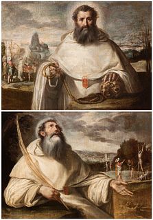 ANTONIO DEL CASTILLO Y SAAVEDRA (Cordoba, 1616 - 1668). 
“San Pedro Armengol” and “San Serapio”. 
Oil on canvas (x2).
