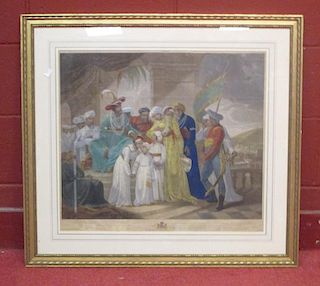 After Henry Singleton, tipu sultan relieving gollum Alli beg, engraving <br> <br>