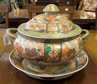 An Imari palette tureen and stand <br> <br>