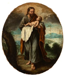 Spanish school; second half of the 18th century.
"San José with Child".
Oil on canvas. Relined.