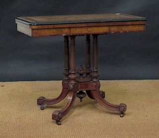 A 19th century Amboyna and walnut card table, 91cm wide <br> <br>