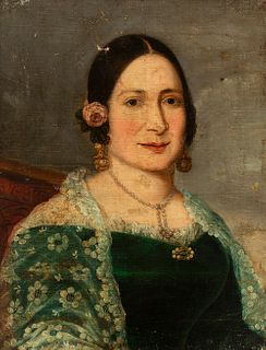 VICENTE LÓPEZ PORTAÑA School (Valencia, 1772 - Madrid, 1850).
"Portrait of a lady.
Oil on canvas. Relined