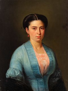 CIRCLE OF CARLOS LUIS DE RIBERA (Rome, 1815-Madrid, 1891), circa 1850.
"Portrait of a lady.
Oil on canvas. Relined