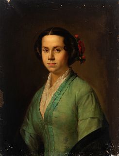 Circle of CARLOS LUIS DE RIBERA (Rome, 1815-Madrid, 1891), circa 1850.
"Portrait of a lady.
Oil on canvas. Relined