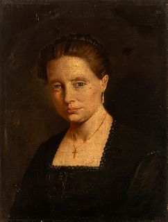 Spanish school; late 19th century.
"Portrait of a lady.
Oil on canvas. Relined