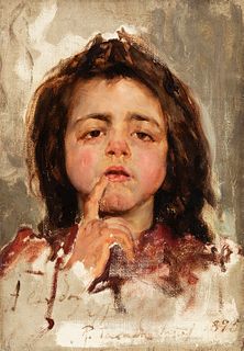 School of IGNACIO PINAZO CAMARLENCH (Valencia, 1849 - Godella, Valencia, 1916)"Portrait of a girl, 1895.Oil on canvas.