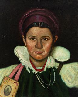 Spanish school; early 20th century.
"Portrait of a lady in Ansotana costume".
Oil on canvas.