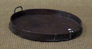 A 19th century mahogany galleried tea tray, 57cm oval <br> <br>